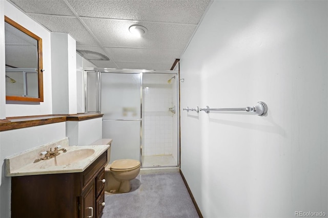 17852 E Long Ave, Centennial, CO 80016 - full bath featuring a stall shower, vanity, and a paneled ceiling