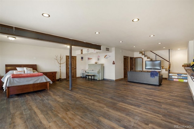 bedroom featuring dark hardwood / wood-style floors