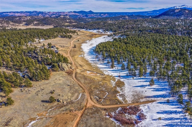 aerial view featuring a mountain view