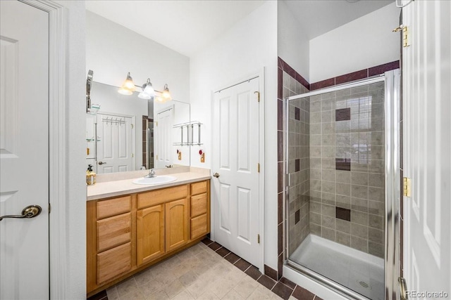 151 Marchant St, Black Hawk, CO 80422 - bathroom with a stall shower, vanity, and tile patterned flooring