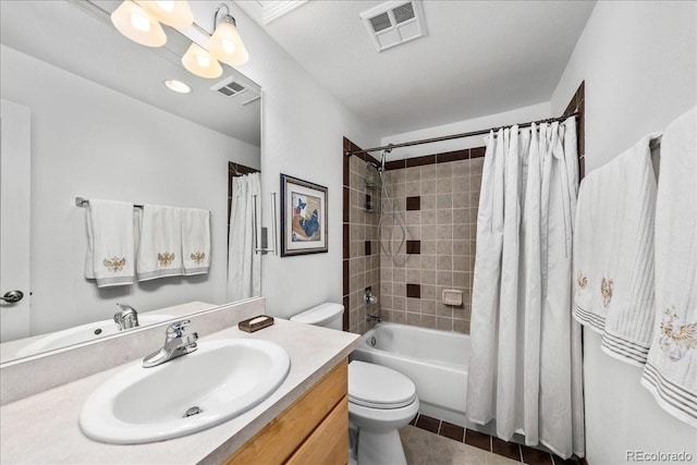 151 Marchant St, Black Hawk, CO 80422 - full bath with toilet, vanity, shower / tub combo with curtain, and tile patterned floors