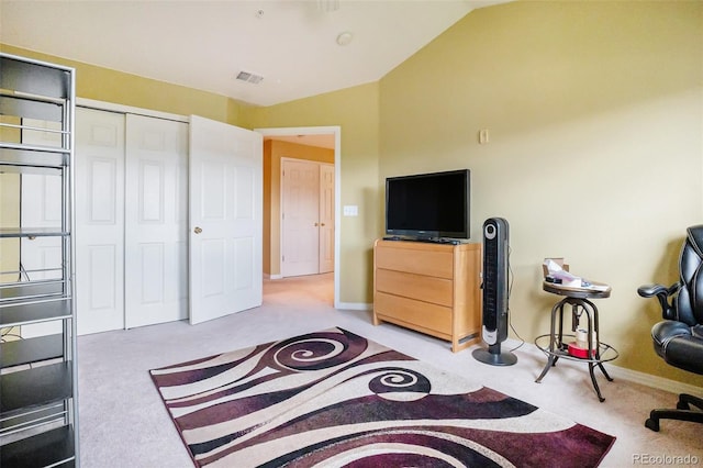 9311 Amison Cir Unit 204, Parker, CO 80134 - living area featuring carpet floors and vaulted ceiling