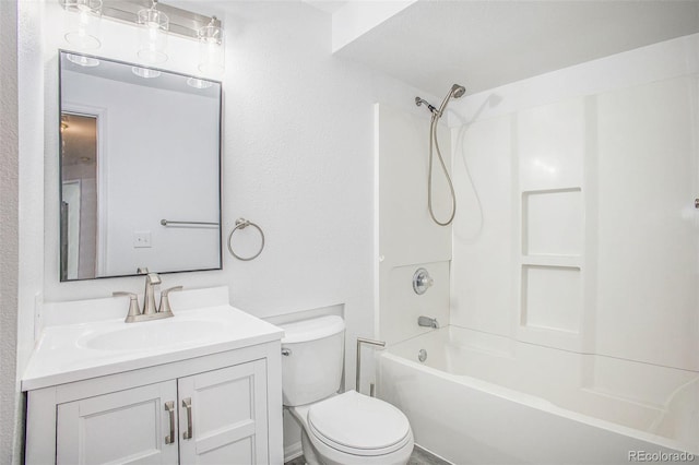 2870 Harrisburg Way, Colorado Springs, CO 80922 - full bathroom with toilet, bathing tub / shower combination, vanity, and a textured wall