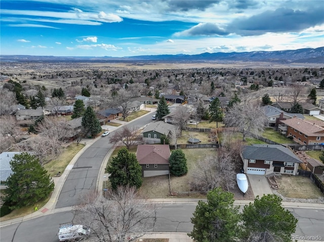 bird's eye view with a mountain view and a residential view