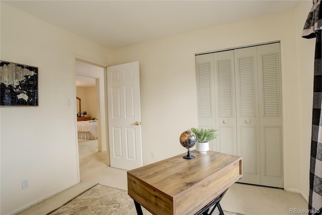 office featuring light colored carpet