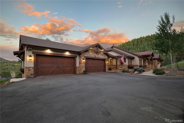 view of front of house with a garage