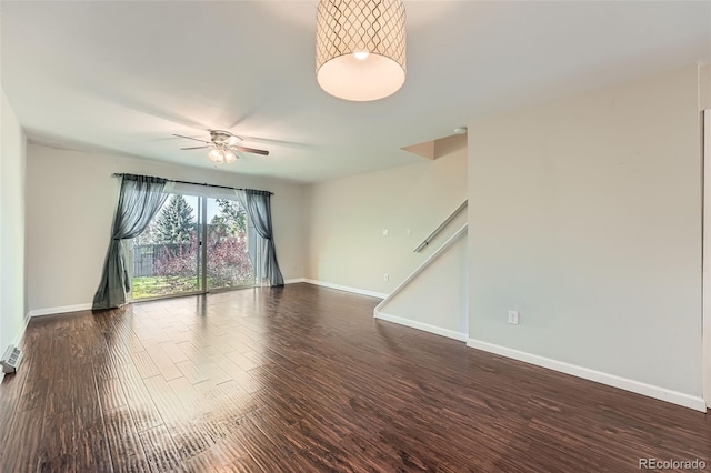 6492 Simms St Unit A, Arvada, CO 80004 - empty room featuring a ceiling fan, baseboards, and wood finished floors