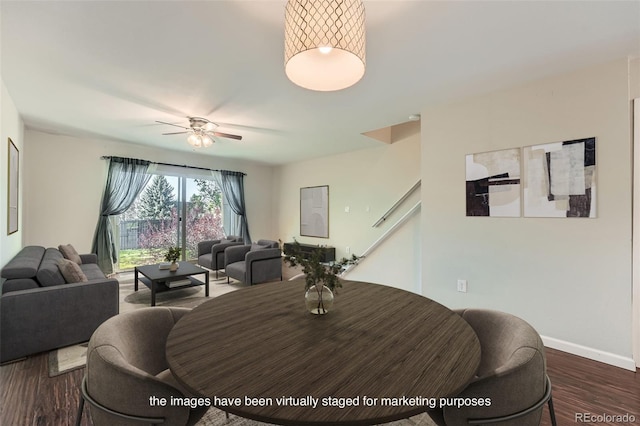 6492 Simms St Unit A, Arvada, CO 80004 - dining room featuring ceiling fan and wood finished floors