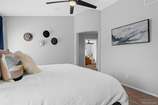 2880 Breezy Ln, Castle Rock, CO 80109 - bedroom featuring carpet floors, baseboards, and a ceiling fan