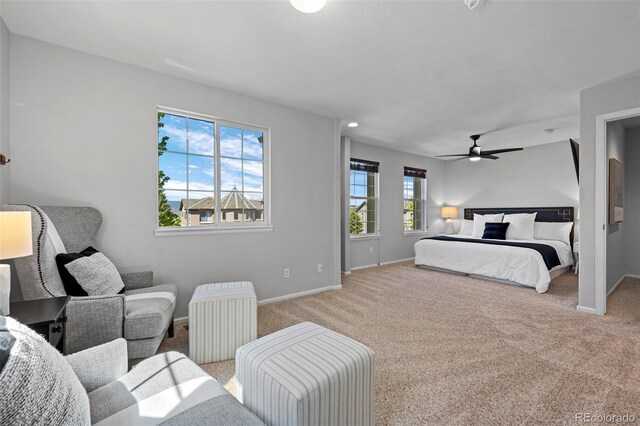 2880 Breezy Ln, Castle Rock, CO 80109 - carpeted bedroom with baseboards and a ceiling fan