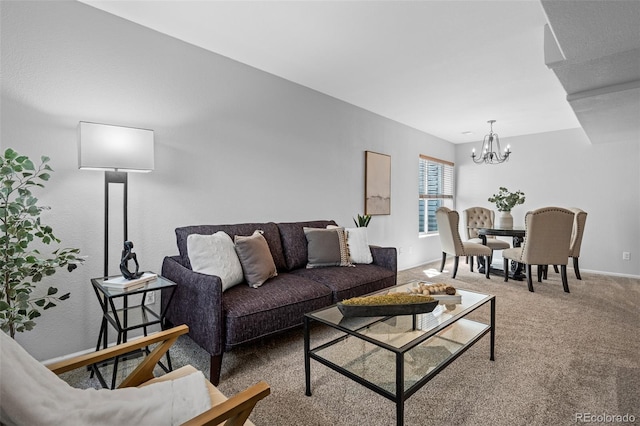 2880 Breezy Ln, Castle Rock, CO 80109 - carpeted living room with a chandelier and baseboards