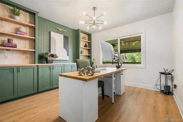 1420 W Ridge Rd, Littleton, CO 80120 - office space featuring light wood-type flooring, a chandelier, and baseboards