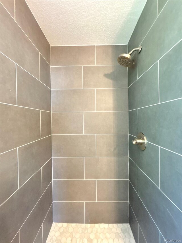 6484 S Datura St, Littleton, CO 80120 - bathroom with tiled shower and a textured ceiling