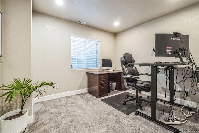 13644 Ulster St, Thornton, CO 80602 - office with baseboards, carpet, recessed lighting, and a textured wall