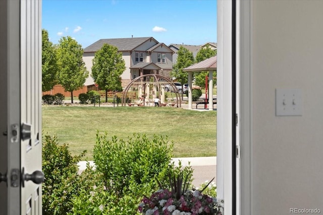 13644 Ulster St, Thornton, CO 80602 - view of grassy yard with a gazebo and a residential view