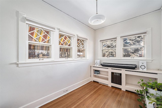 interior space with light hardwood / wood-style flooring