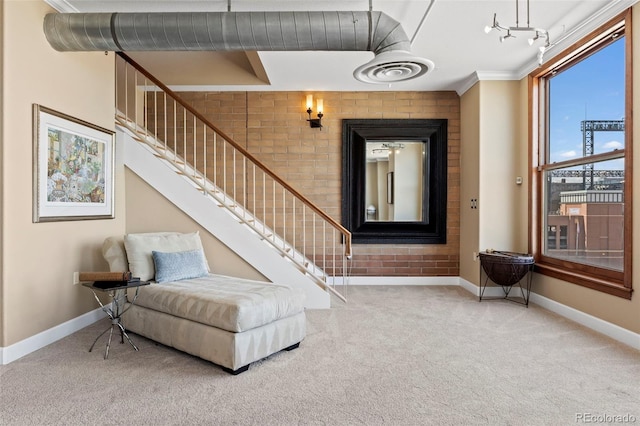 interior space with crown molding