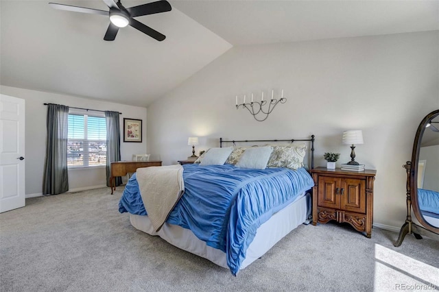 1944 Queens Canyon Ct, Colorado Springs, CO 80921 - bedroom featuring baseboards, lofted ceiling, and carpet floors