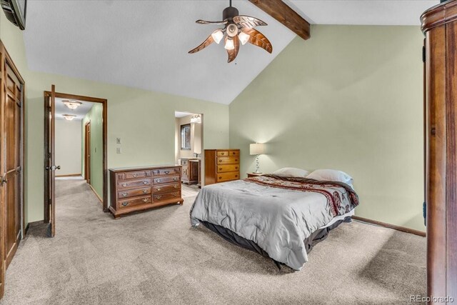 1665 W 113th Ave, Denver, CO 80234 - bedroom featuring light colored carpet, ensuite bath, baseboards, and ceiling fan