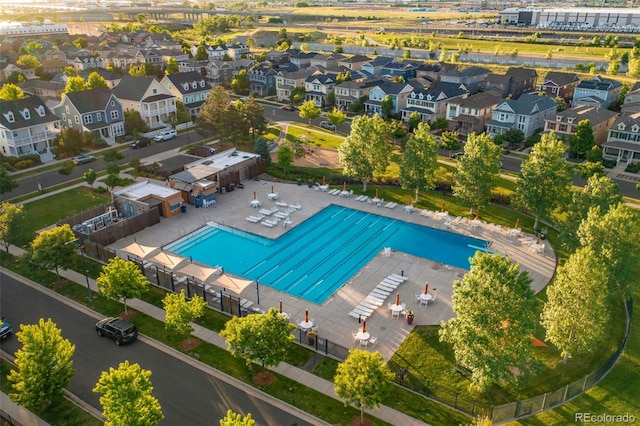 9266 E 35th Ave, Denver, CO 80238 - aerial view of residential area featuring a pool area