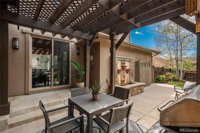 9266 E 35th Ave, Denver, CO 80238 - view of patio featuring a pergola, outdoor dining area, and grilling area