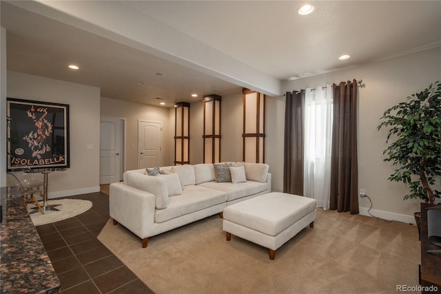 9266 E 35th Ave, Denver, CO 80238 - living area with recessed lighting, baseboards, and dark tile patterned floors