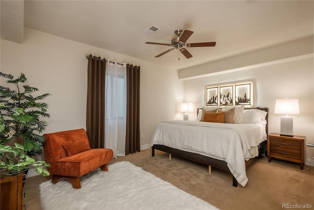 9266 E 35th Ave, Denver, CO 80238 - bedroom with light carpet and a ceiling fan