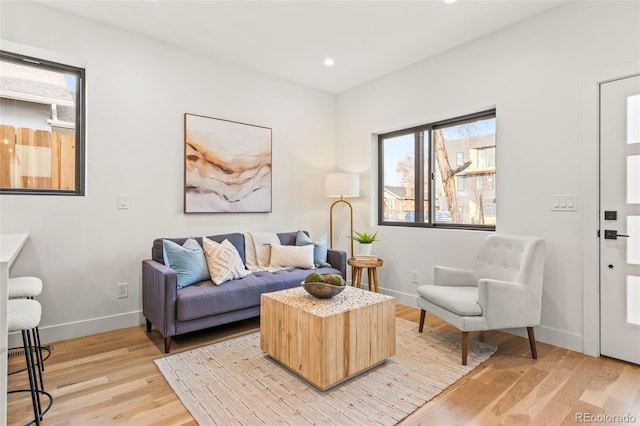 living room with light wood-type flooring