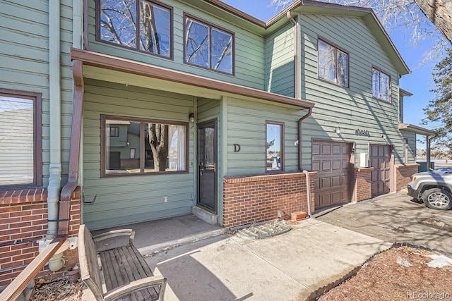 exterior space with a garage