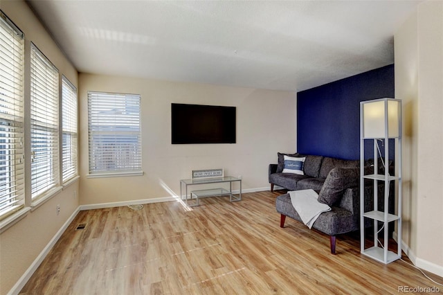 sitting room featuring light hardwood / wood-style floors