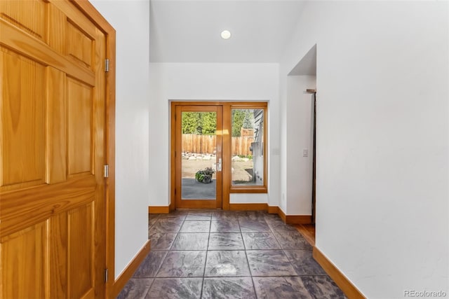475 Vail Cir, Dillon, CO 80435 - foyer with baseboards, recessed lighting, and marble look tile flooring