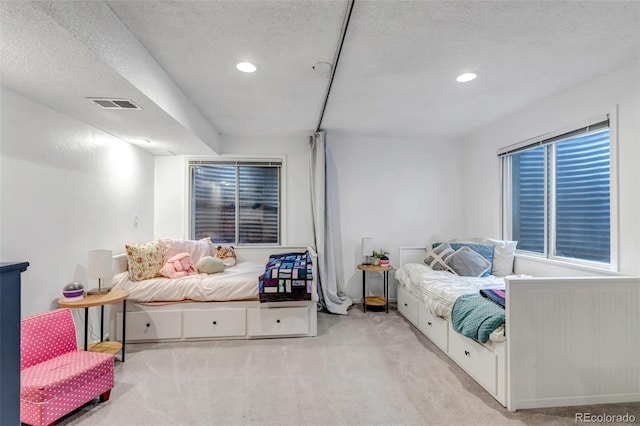 573 Entrada Dr, Golden, CO 80401 - bedroom featuring carpet flooring, a textured ceiling, and recessed lighting
