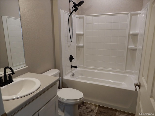 full bathroom featuring vanity, toilet, and tub / shower combination