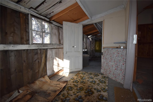 bathroom with wooden walls