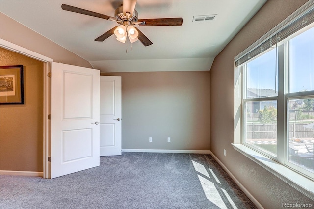15619 Syracuse Way, Thornton, CO 80602 - unfurnished bedroom with carpet flooring, vaulted ceiling, and ceiling fan