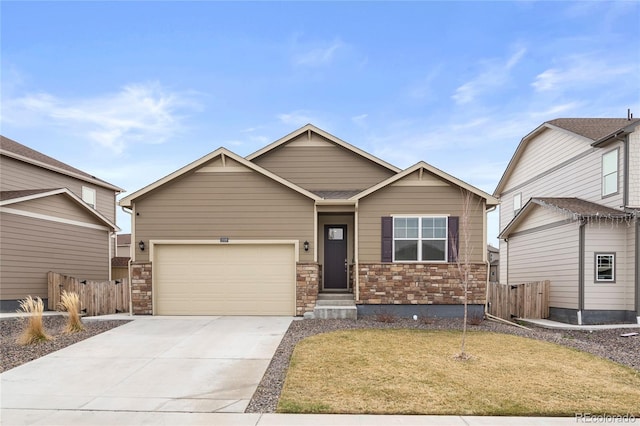2326 Monte Vista St, Fort Lupton, CO 80621 - craftsman-style house featuring driveway, an attached garage, and stone siding