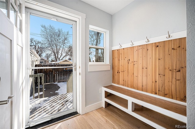 mudroom featuring light hardwood / wood-style floors