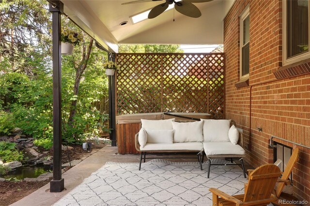 1661 Oneida St, Denver, CO 80220 - view of patio with ceiling fan and a hot tub