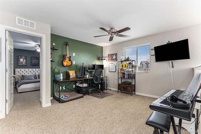 10796 Truckee Cir, Commerce City, CO 80022 - carpeted home office featuring ceiling fan and baseboards
