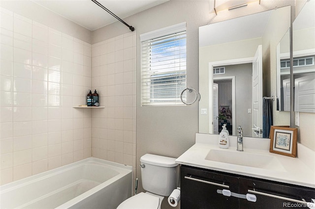 10796 Truckee Cir, Commerce City, CO 80022 - bathroom with vanity, shower / bathtub combination, and toilet