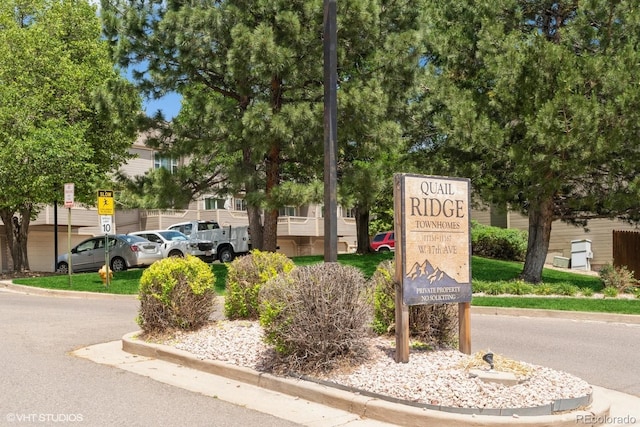 view of community sign