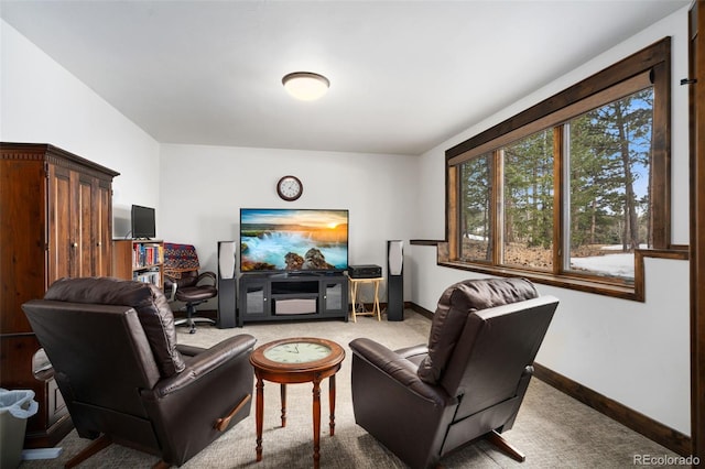 1524 Fox Acres Dr Unit 412, Red Feather Lakes, CO 80545 - living area with light carpet and baseboards