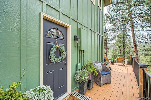 16626 Ouray Rd W, Pine, CO 80470 - doorway to property with board and batten siding
