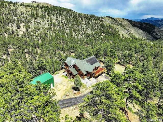 birds eye view of property featuring a mountain view