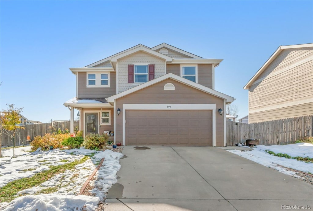 view of front of house with a garage