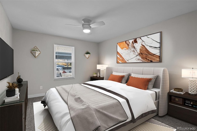 bedroom with carpet and ceiling fan