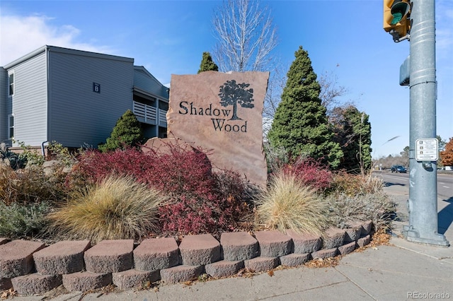 view of community sign