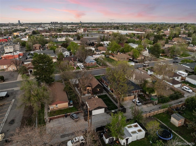 aerial view at dusk of a residential view