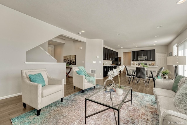 living room featuring light hardwood / wood-style floors