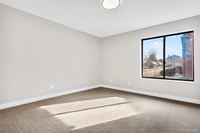 spare room with carpet and a textured ceiling